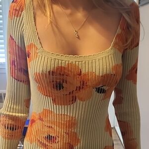 Floral Ribbed Knit bodysuit